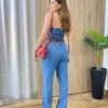 Macacão Feminino Longo Jessy sem Bojo Tomara Que Caia Jeans Médio - Fernanda Ramos Store