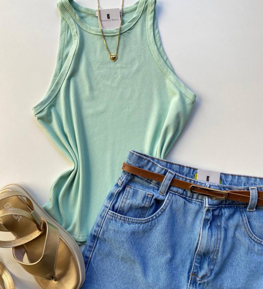 Regata Feminina Canelada Luna Verde - Fernanda Ramos Store
