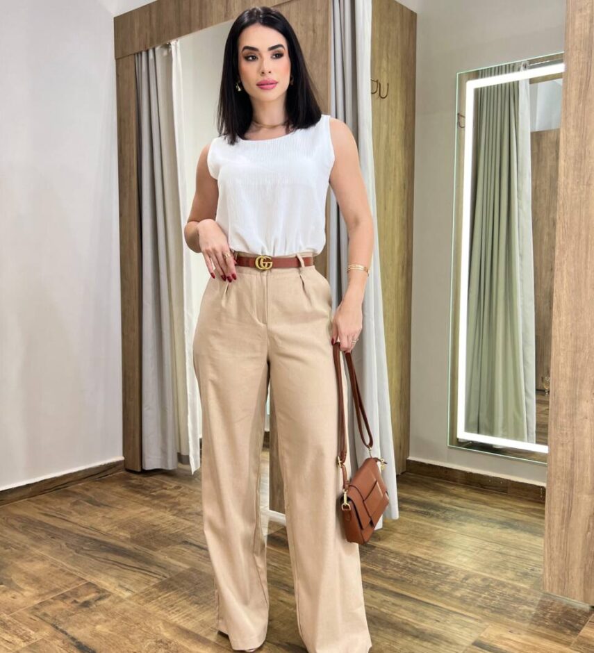 Regata Feminina Valentina Crepe Off White - Fernanda Ramos Store