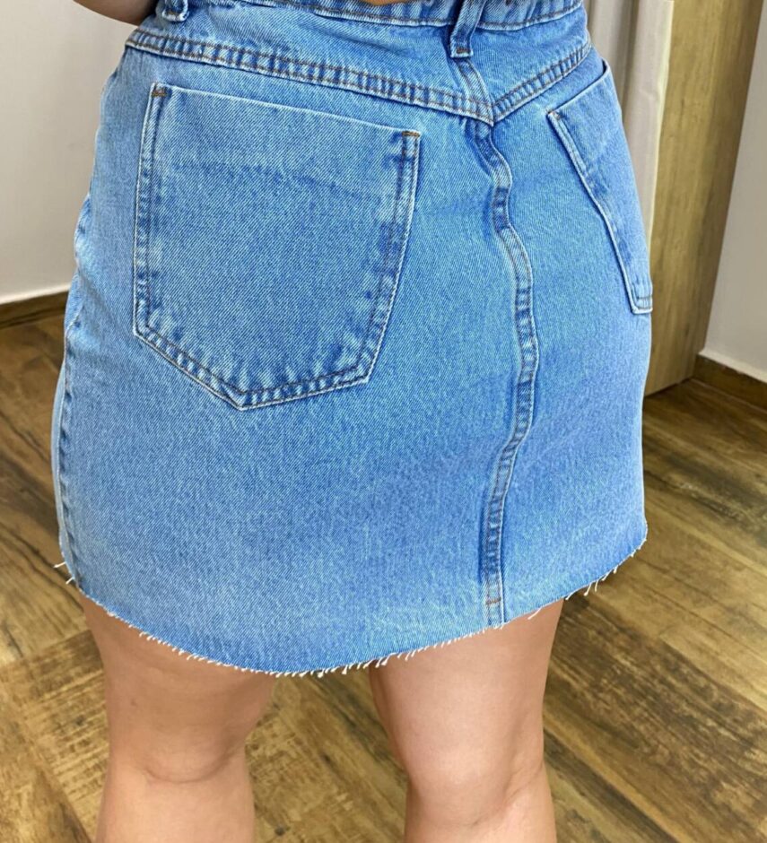 Saia Jeans Feminina Curta Básica Barra a Fio - Fernanda Ramos Store