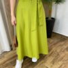 Saia Midi Feminina Manuela Alfaiataria Verde Pistache com Amarração - Fernanda Ramos Store