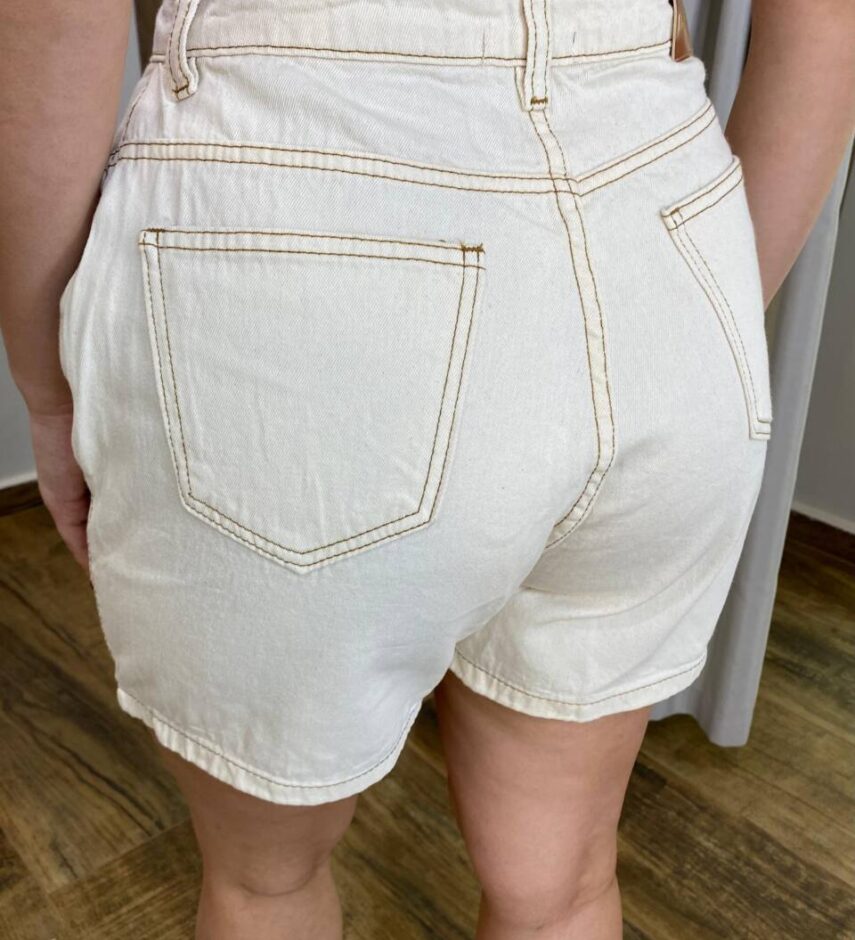 Short Feminino Básico Sophia Jeans Off White - Fernanda Ramos Store