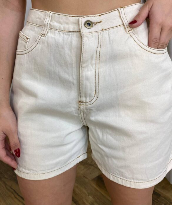 Short Feminino Básico Sophia Jeans Off White - Fernanda Ramos Store