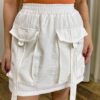 Short Saia Feminino Cargo Louise Off White - Fernanda Ramos Store