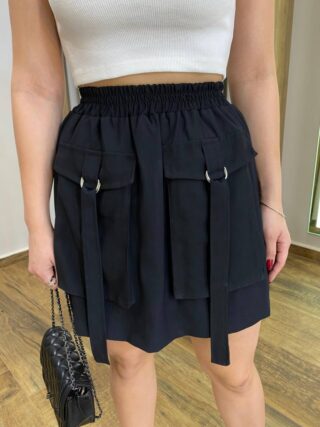 Short Saia Feminino Cargo Louise Preto - Fernanda Ramos Store