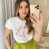 T-shirt Feminina Manga Curta Amor Off White - Fernanda Ramos Store