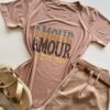 T-shirt Feminina Manga Curta Amour Every Day Bege Escuro - Fernanda Ramos Store