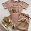 T-shirt Feminina Manga Curta Amour Every Day Bege Escuro - Fernanda Ramos Store