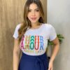 T-shirt Feminina Manga Curta Amour Every Day Branca - Fernanda Ramos Store