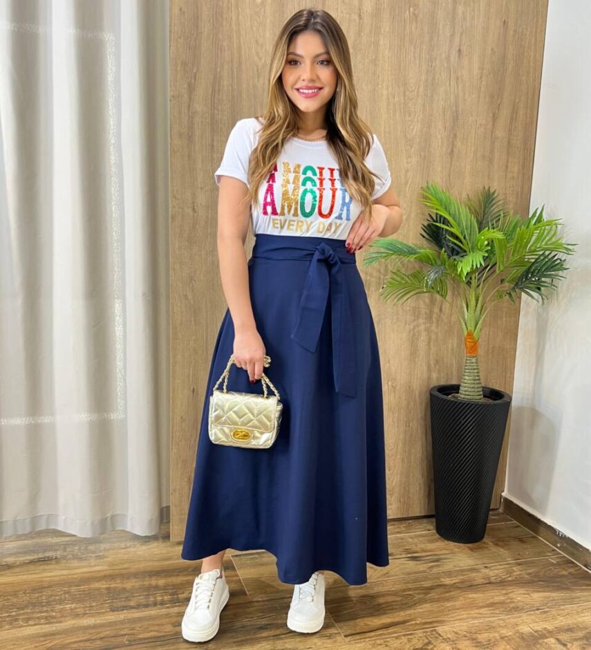 T-shirt Feminina Manga Curta Amour Every Day Branca - Fernanda Ramos Store
