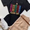 T-shirt Feminina Manga Curta Amour Every Day Preta - Fernanda Ramos Store