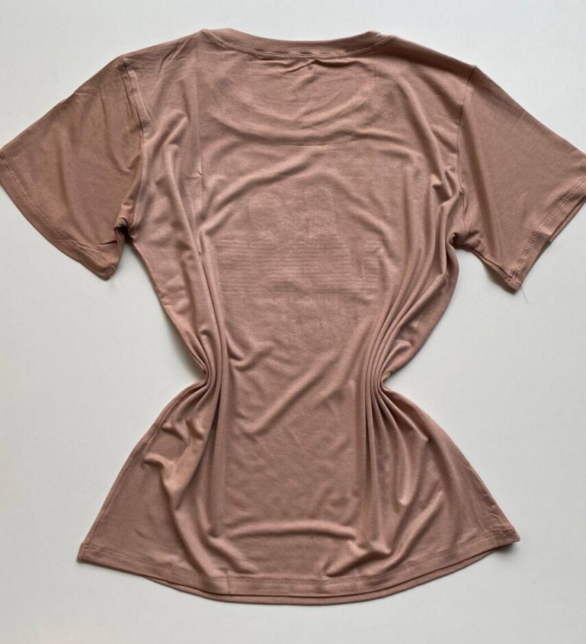 T-shirt Feminina Manga Curta Blessed Bege Escuro - Fernanda Ramos Store
