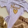 T-shirt Feminina Manga Curta Blessed Branca - Fernanda Ramos Store