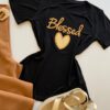 T-shirt Feminina Manga Curta Blessed Preta - Fernanda Ramos Store