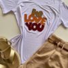 T-shirt Feminina Manga Curta Branca I Love You - Fernanda Ramos Store