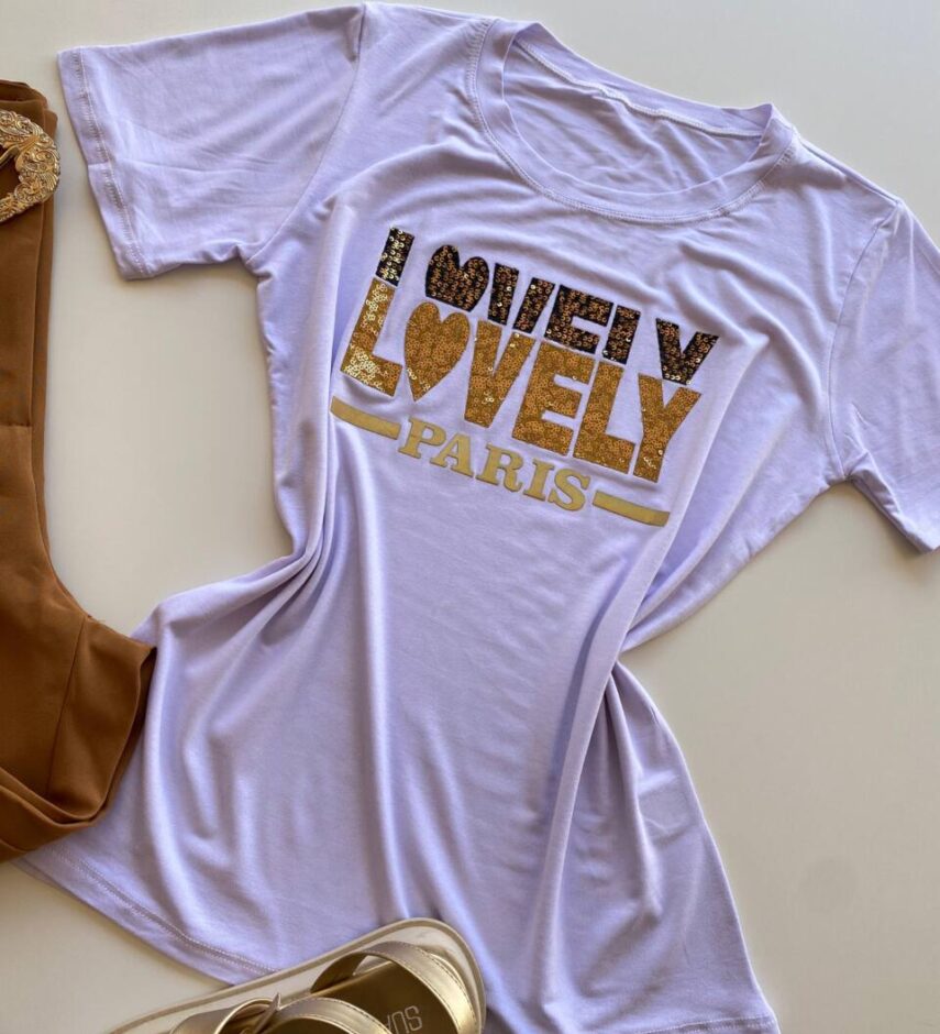 T-shirt Feminina Manga Curta Branca Lovely - Fernanda Ramos Store
