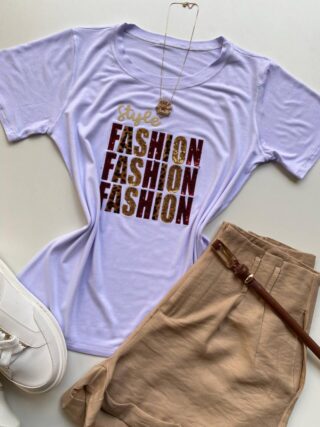 T-shirt Feminina Manga Curta Branca Style Fashion - Fernanda Ramos Store