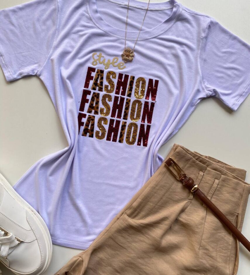 T-shirt Feminina Manga Curta Branca Style Fashion - Fernanda Ramos Store