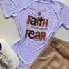 T-shirt Feminina Manga Curta Faith Over Fear Branca - Fernanda Ramos Store