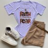 T-shirt Feminina Manga Curta Faith Over Fear Branca - Fernanda Ramos Store