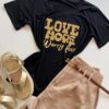 T-shirt Feminina Manga Curta Love More Preta - Fernanda Ramos Store