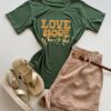 T-shirt Feminina Manga Curta Love More Verde - Fernanda Ramos Store