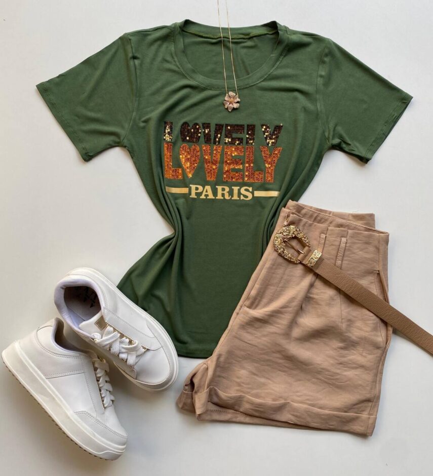 T-shirt Feminina Manga Curta Lovely Verde - Fernanda Ramos Store