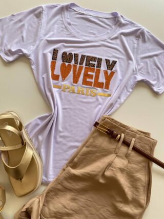 T-shirt Feminina Manga Curta Lovely Branca - Fernanda Ramos Store