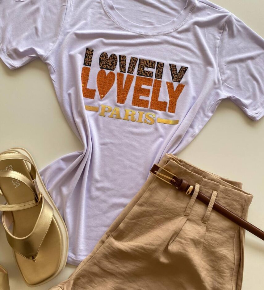 T-shirt Feminina Manga Curta Lovely Branca - Fernanda Ramos Store