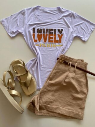 T-shirt Feminina Manga Curta Lovely Branca - Fernanda Ramos Store