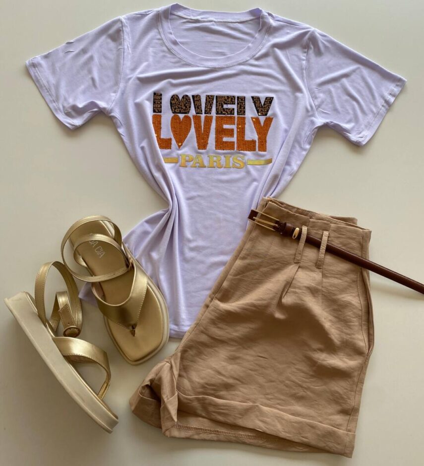 T-shirt Feminina Manga Curta Lovely Branca - Fernanda Ramos Store