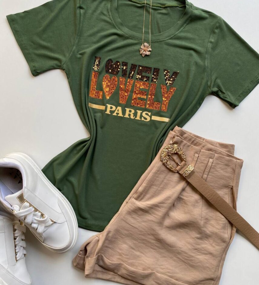 T-shirt Feminina Manga Curta Lovely Verde - Fernanda Ramos Store