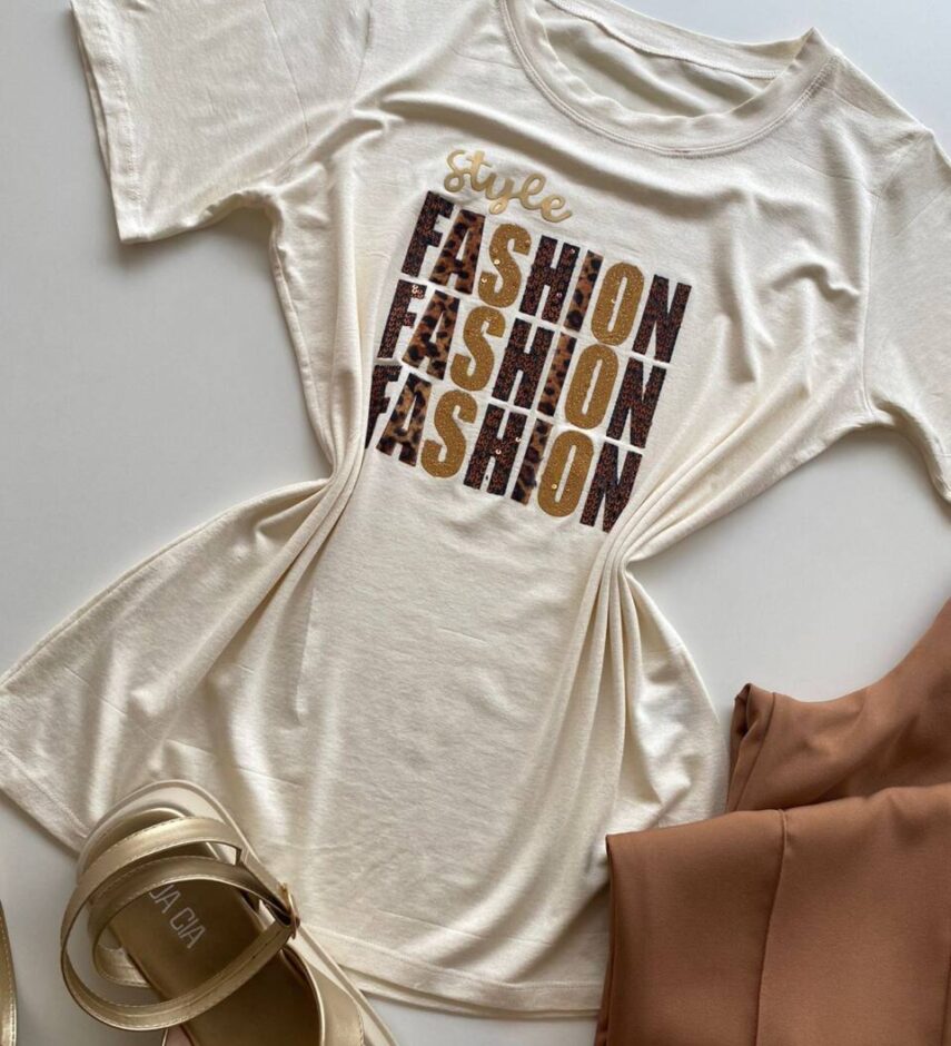 T-shirt Feminina Manga Curta Nude Style Fashion - Fernanda Ramos Store