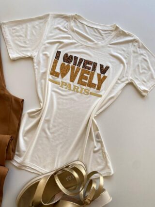 T-shirt Feminina Manga Curta Off White Lovely - Fernanda Ramos Store