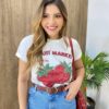 T-shirt Feminina Manga Curta Off White Strawberries - Fernanda Ramos Store