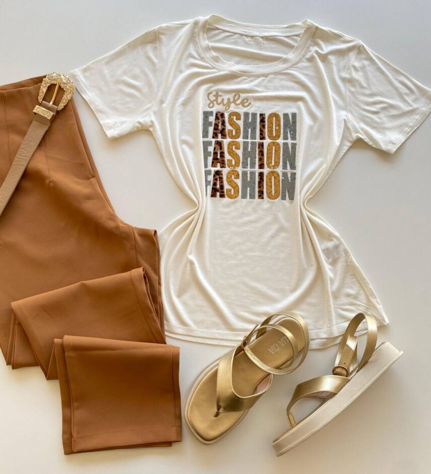 T-shirt Feminina Manga Curta Off White Style Fashion - Fernanda Ramos Store