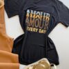 T-shirt Feminina Manga Curta Preta Amour Every Day - Fernanda Ramos Store