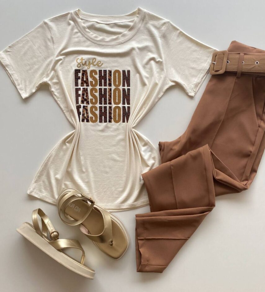 T-shirt Feminina Manga Curta Nude Style Fashion - Fernanda Ramos Store