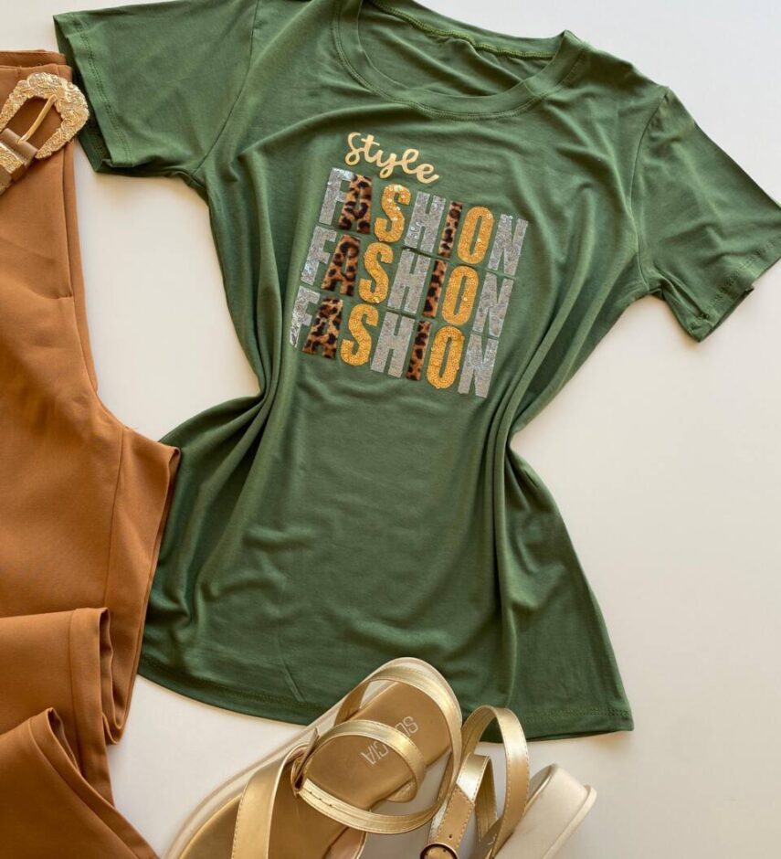 T-shirt Feminina Manga Curta Verde Style Fashion - Fernanda Ramos Store