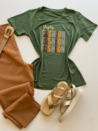 T-shirt Feminina Manga Curta Verde Style Fashion - Fernanda Ramos Store