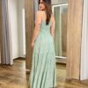 Vestido Longo Clarice Viscolinho sem Bojo com Lastex Xadrez Verde - Fernanda Ramos Store