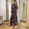 Vestido Midi Alice Tule sem Bojo Preto Estampado com Amarração - Fernanda Ramos Store