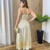 Vestido Midi Chloe sem Bojo com Amarração nas Alças Estampado Cru - Fernanda Ramos Store