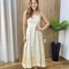 Vestido Midi Chloe sem Bojo com Amarração nas Alças Estampado Cru - Fernanda Ramos Store