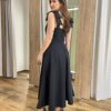 Vestido Midi Jade com Bojo Preto Detalhe de Laço nas Alças - Fernanda Ramos Store