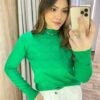 Blusa Feminina Helena Modal Manga Longa Verde 835 - Fernanda Ramos Store