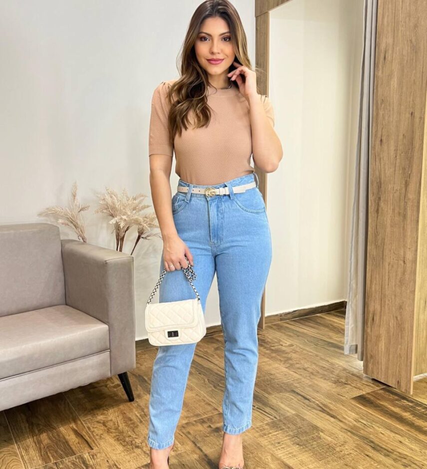 Blusa Feminina Manga Curta Mia Modal com Textura Bege - Fernanda Ramos Store