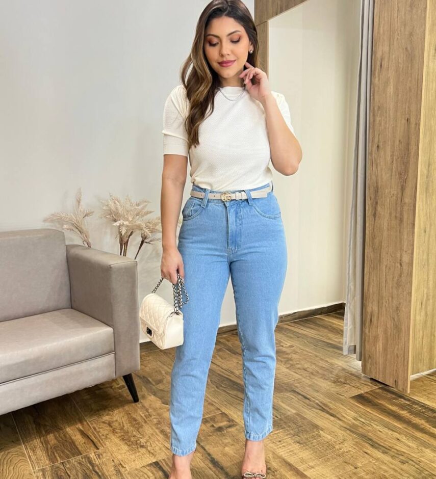 Blusa Feminina Manga Curta Mia Modal com Textura Creme - Fernanda Ramos Store