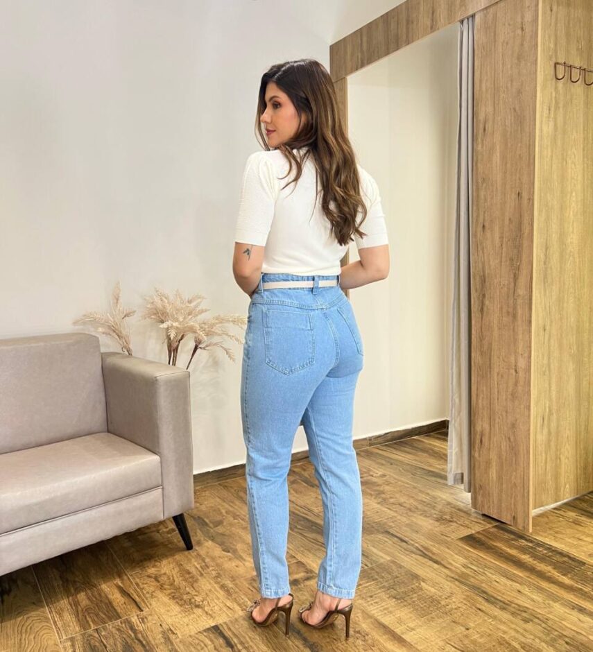 Blusa Feminina Manga Curta Mia Modal com Textura Creme - Fernanda Ramos Store