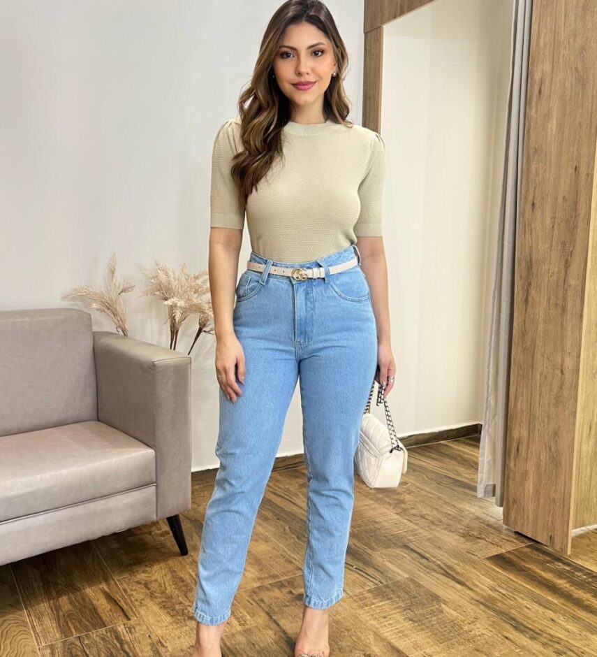 Blusa Feminina Manga Curta Mia Modal com Textura Nude - Fernanda Ramos Store
